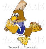 Vector Illustration of a Cartoon Hawk Mascot Character Batting by Mascot Junction