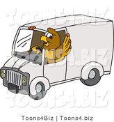 Vector Illustration of a Cartoon Hawk Mascot Character Driving a Delivery Van by Mascot Junction