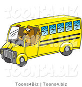 Vector Illustration of a Cartoon Hawk Mascot Character Driving a School Bus by Mascot Junction