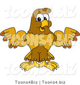 Vector Illustration of a Cartoon Hawk Mascot Character Flexing by Mascot Junction