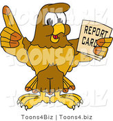 Vector Illustration of a Cartoon Hawk Mascot Character Holding a Report Card by Mascot Junction
