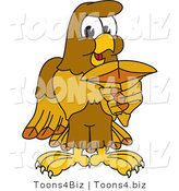 Vector Illustration of a Cartoon Hawk Mascot Character Holding a Shark Tooth by Mascot Junction