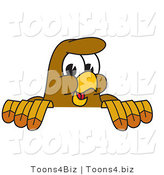 Vector Illustration of a Cartoon Hawk Mascot Character Looking over a Surface by Mascot Junction