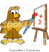 Vector Illustration of a Cartoon Hawk Mascot Character Painting by Mascot Junction
