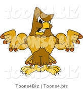 Vector Illustration of a Cartoon Hawk Mascot Character Showing off His Muscles by Mascot Junction