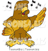 Vector Illustration of a Cartoon Hawk Mascot Character Singing in Chorus by Mascot Junction