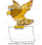 Vector Illustration of a Cartoon Hawk Mascot Character with a Blank Sign by Mascot Junction