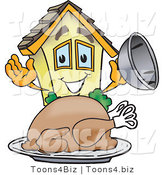 Vector Illustration of a Cartoon Home Mascot Serving Turkey on Thanksgiving by Mascot Junction