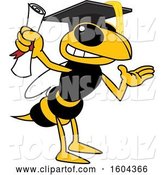 Vector Illustration of a Cartoon Hornet School Mascot Graduate by Mascot Junction