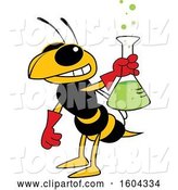 Vector Illustration of a Cartoon Hornet School Mascot Holding a Science Flask by Mascot Junction