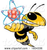 Vector Illustration of a Cartoon Hornet School Mascot Holding an Atom by Mascot Junction