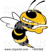 Vector Illustration of a Cartoon Hornet School Mascot Pointing by Mascot Junction
