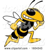 Vector Illustration of a Cartoon Hornet School Mascot Running by Mascot Junction