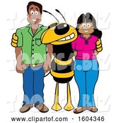 Vector Illustration of a Cartoon Hornet School Mascot with Parents by Mascot Junction