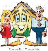 Vector Illustration of a Cartoon House Mascot with New Home Owners by Mascot Junction
