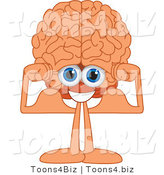 Vector Illustration of a Cartoon Human Brain Flexing His Muscles by Toons4Biz