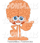 Vector Illustration of a Cartoon Human Brain Mascot Gesturing Right by Mascot Junction