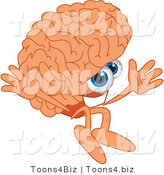 Vector Illustration of a Cartoon Human Brain Mascot Jumping by Toons4Biz