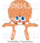 Vector Illustration of a Cartoon Human Brain Mascot Sitting on a Ledge by Mascot Junction