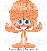 Vector Illustration of a Cartoon Human Brain Mascot Welcoming by Mascot Junction