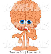 Vector Illustration of a Cartoon Human Brain Mascot Whispering by Toons4Biz