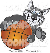 Vector Illustration of a Cartoon Husky Mascot Grabbing a Basketball by Mascot Junction