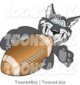 Vector Illustration of a Cartoon Husky Mascot Grabbing a Football by Mascot Junction