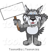 Vector Illustration of a Cartoon Husky Mascot Holding a Blank Sign by Toons4Biz