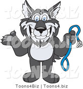 Vector Illustration of a Cartoon Husky Mascot Holding a Leash by Mascot Junction