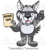 Vector Illustration of a Cartoon Husky Mascot Holding a Report Card by Mascot Junction