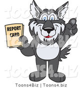 Vector Illustration of a Cartoon Husky Mascot Holding a Report Card by Toons4Biz