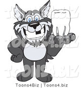 Vector Illustration of a Cartoon Husky Mascot Holding a Tooth by Mascot Junction