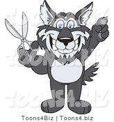 Vector Illustration of a Cartoon Husky Mascot Holding up Scissors by Mascot Junction