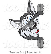 Vector Illustration of a Cartoon Husky Mascot Looking Around a Blank Sign by Mascot Junction