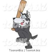 Vector Illustration of a Cartoon Husky Mascot Playing Baseball by Mascot Junction
