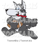 Vector Illustration of a Cartoon Husky Mascot Playing Football by Mascot Junction