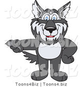 Vector Illustration of a Cartoon Husky Mascot Pointing Left by Mascot Junction