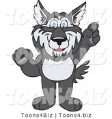 Vector Illustration of a Cartoon Husky Mascot Pointing Upwards by Toons4Biz