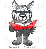 Vector Illustration of a Cartoon Husky Mascot Reading a Book by Mascot Junction