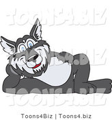 Vector Illustration of a Cartoon Husky Mascot Reclined by Mascot Junction