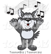 Vector Illustration of a Cartoon Husky Mascot Singing by Mascot Junction