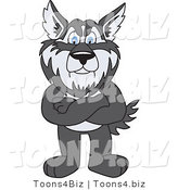 Vector Illustration of a Cartoon Husky Mascot Standing with His Arms Crossed by Mascot Junction