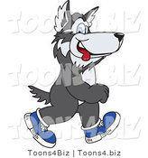 Vector Illustration of a Cartoon Husky Mascot Walking in Shoes by Mascot Junction