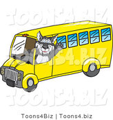 Vector Illustration of a Cartoon Husky Mascot Waving and Driving a School Bus by Toons4Biz