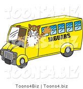 Vector Illustration of a Cartoon Jaguar Mascot Driving a Bus by Mascot Junction
