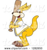 Vector Illustration of a Cartoon Kangaroo Mascot Baseball Player Batting by Mascot Junction