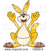 Vector Illustration of a Cartoon Kangaroo Mascot Cheering by Mascot Junction