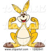 Vector Illustration of a Cartoon Kangaroo Mascot Flexing by Mascot Junction
