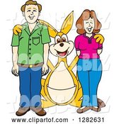 Vector Illustration of a Cartoon Kangaroo Mascot Posing with Parents by Mascot Junction