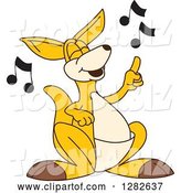 Vector Illustration of a Cartoon Kangaroo Mascot Singing on Chorus by Mascot Junction
